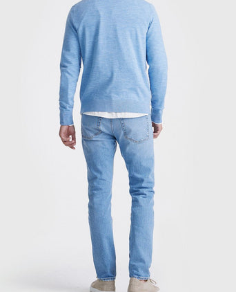 The michael halve rits pull merino lichtblauw