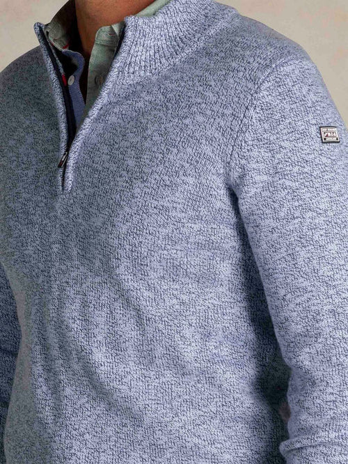 Trui halve rits thames milton slub blauw