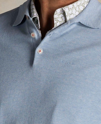 Longsleeve knitted polo lichtblauw