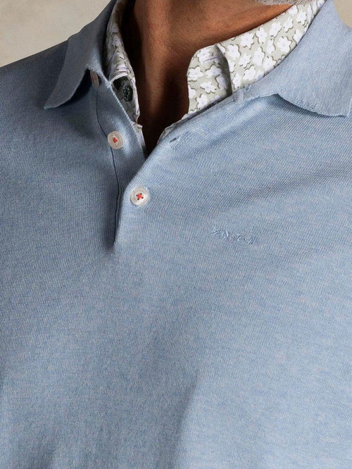 Longsleeve knitted polo lichtblauw