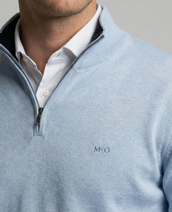 Half-zip trui cotton cashmere powder blauw