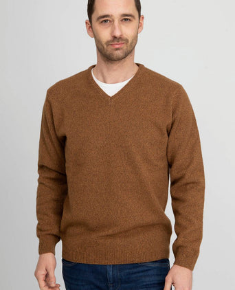 Suitable lamswol trui v-hals camel | Regular-fit