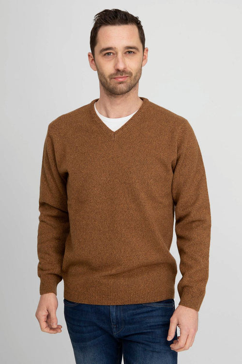 Suitable lamswol trui v-hals camel | Regular-fit