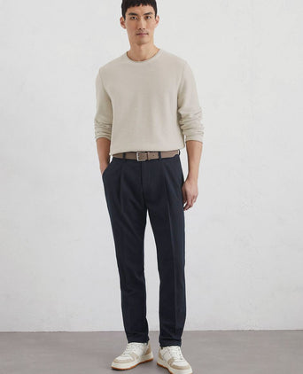 Pullover crewneck cotton/linen gray silk