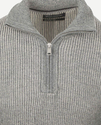 Halfzip rib grey