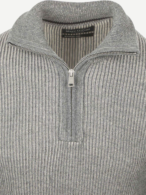 Marc o'polo halfzip rib grey | Regular-fit