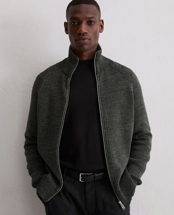 Vest rib wol mix grijs