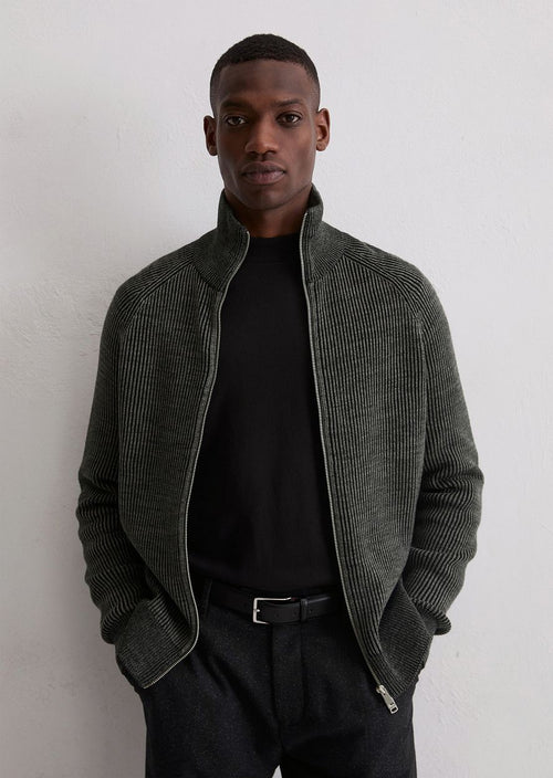 Vest rib wol mix grijs