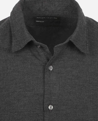 Marc o'polo overhemd flanel print antraciet | Regular-fit