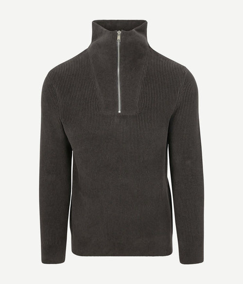 Marc o'polo halve rits trui antraciet | Regular-fit