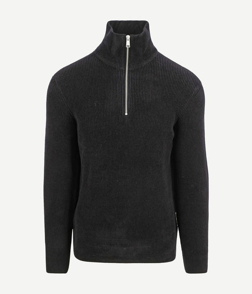 halve rits trui corduroy zwart