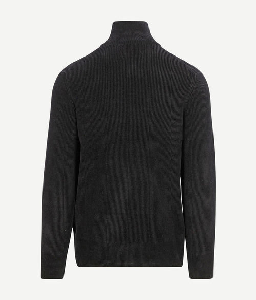 halve rits trui corduroy zwart