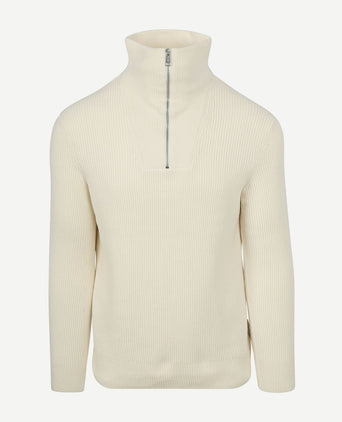 Marc o'polo halve rits trui ecru | Regular-fit