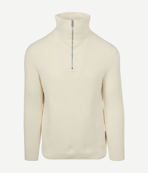 Marc o'polo halve rits trui ecru | Regular-fit