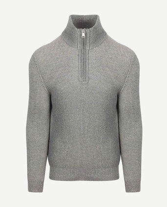 Halfzip rib grey