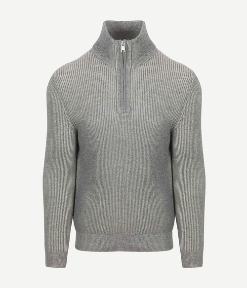 Halfzip rib grey