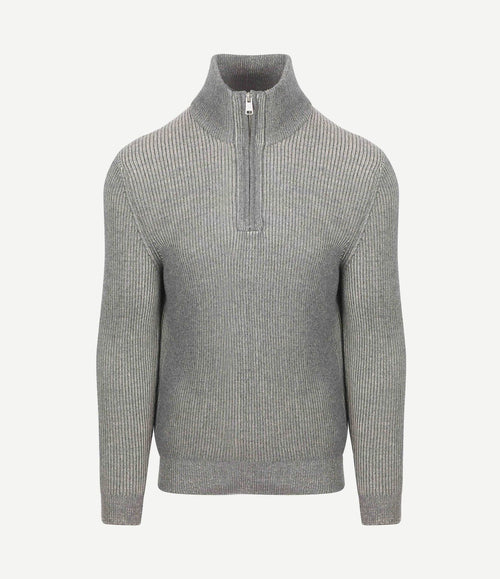 Halfzip rib grey
