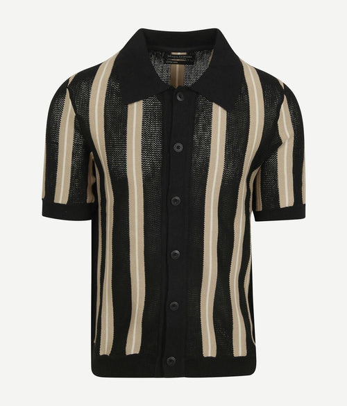 Knitted crochet overhemd short sleeves zwart