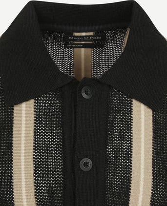 Knitted crochet overhemd short sleeves zwart