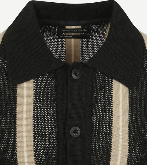 Knitted crochet overhemd short sleeves zwart