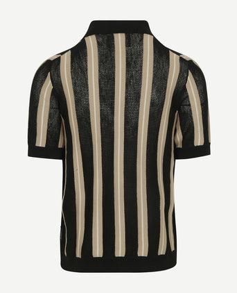 Knitted crochet overhemd short sleeves zwart