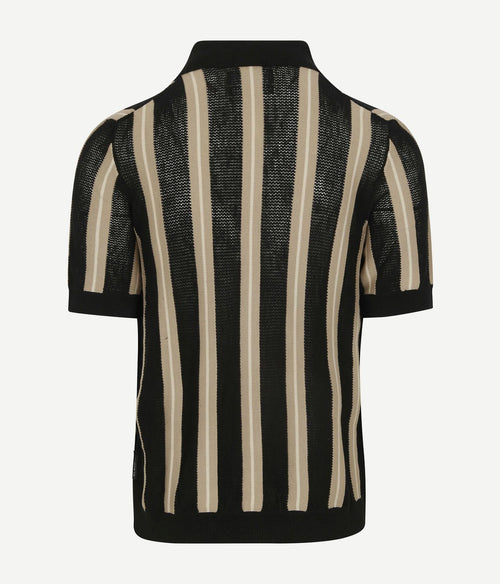 Knitted crochet overhemd short sleeves zwart