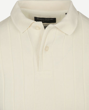 Marc o'polo knitted poloshirt ribstructuur off white | Regular-fit