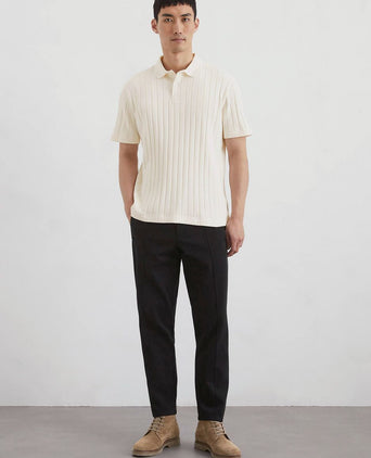 Marc o'polo knitted poloshirt ribstructuur off white | Regular-fit