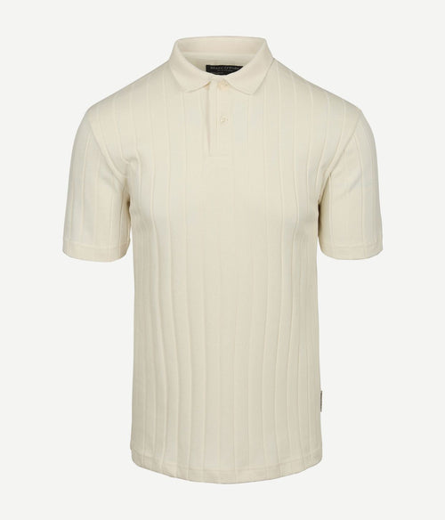 Marc o'polo knitted poloshirt ribstructuur off white | Regular-fit