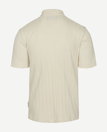Marc o'polo knitted poloshirt ribstructuur off white | Regular-fit