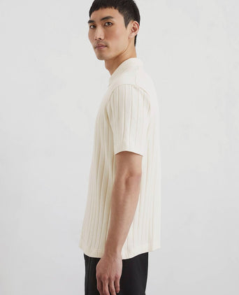 Marc o'polo knitted poloshirt ribstructuur off white | Regular-fit