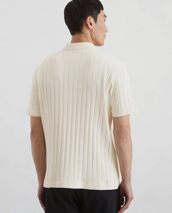 Marc o'polo knitted poloshirt ribstructuur off white | Regular-fit