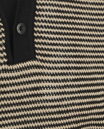 Knitted poloshirt strepen zwart beige