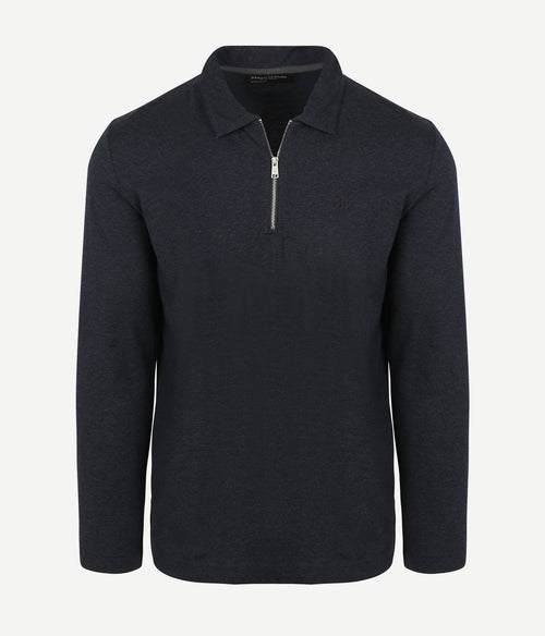 Longsleeve half-zip polo donkerblauw