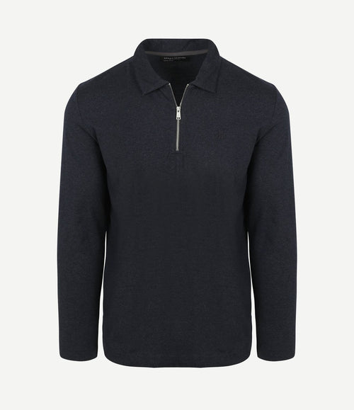 Longsleeve half-zip polo donkerblauw