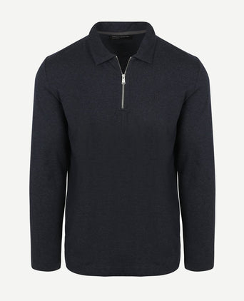 Longsleeve half-zip polo donkerblauw