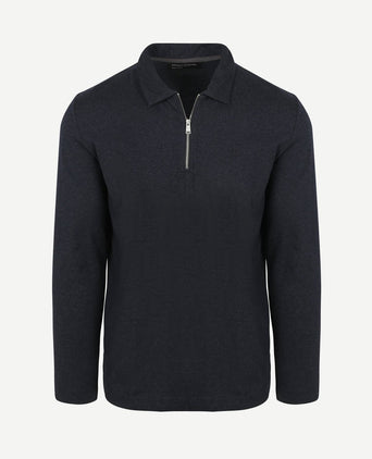 Longsleeve half-zip polo donkerblauw