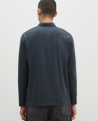 Longsleeve heavy poloshirt peppercorn grey