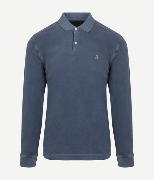 Marc o'polo longsleeve poloshirt donkerblauw