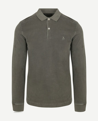 Marc o'polo longsleeve poloshirt olijfgroen