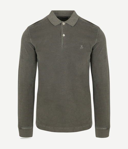 Marc o'polo longsleeve poloshirt olijfgroen