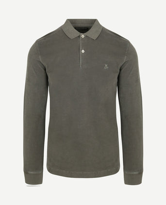 Longsleeve poloshirt olijfgroen