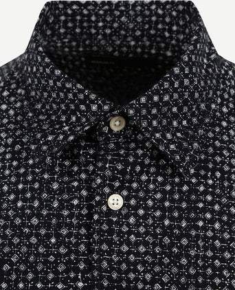Overhemd short sleeves print donkerblauw