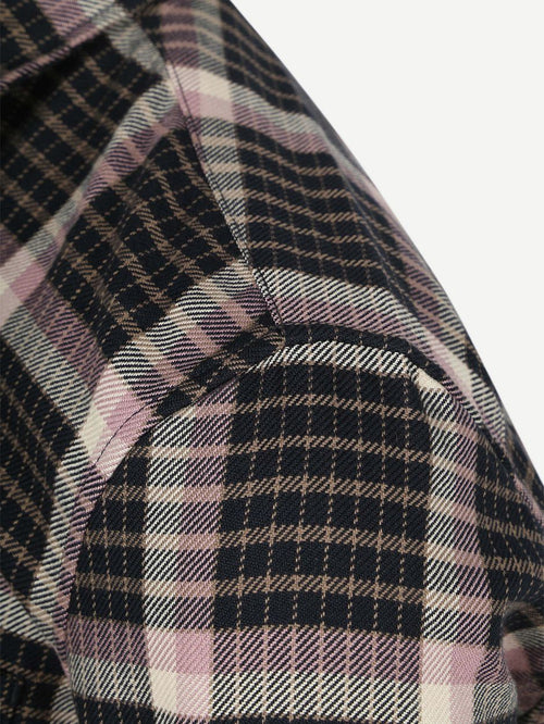 Overhemd ruiten donkerblauw mauve