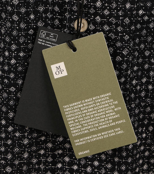 Overhemd short sleeves print donkerblauw