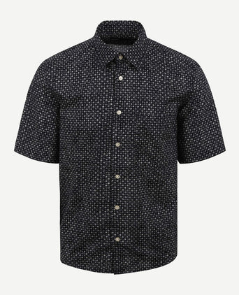 Overhemd short sleeves print donkerblauw