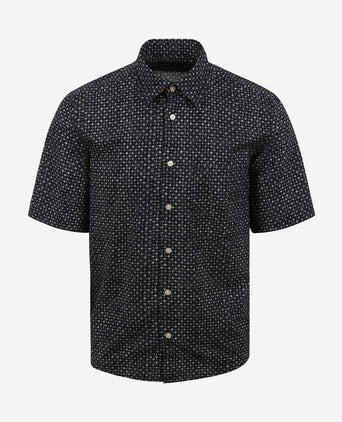 Overhemd short sleeves print donkerblauw