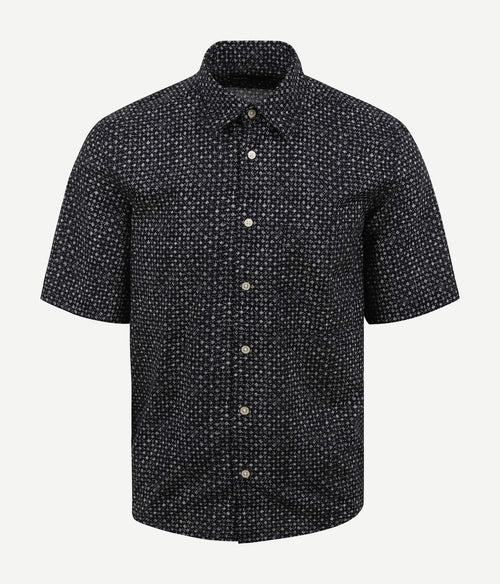 Overhemd short sleeves print donkerblauw