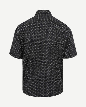 Overhemd short sleeves print donkerblauw