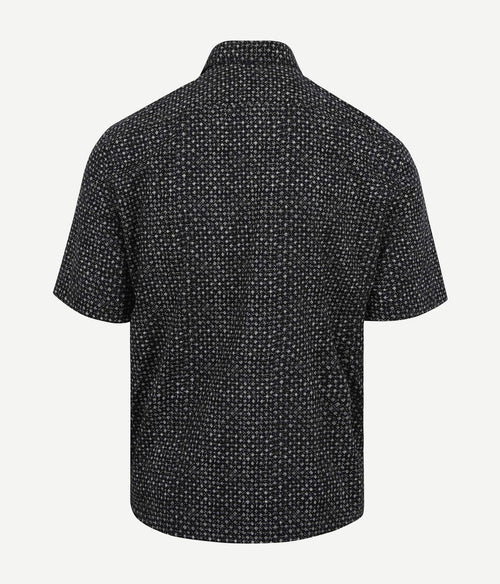 Overhemd short sleeves print donkerblauw